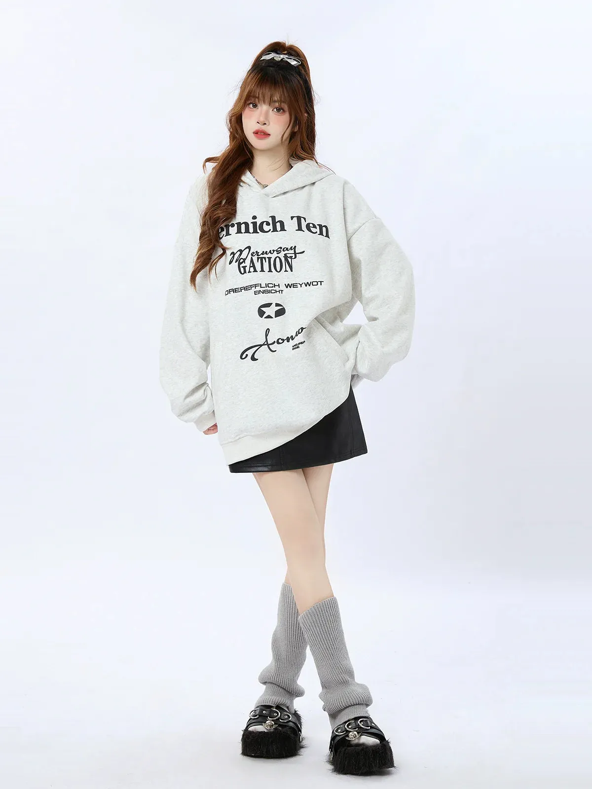 American Retro Print Letter Hoodie