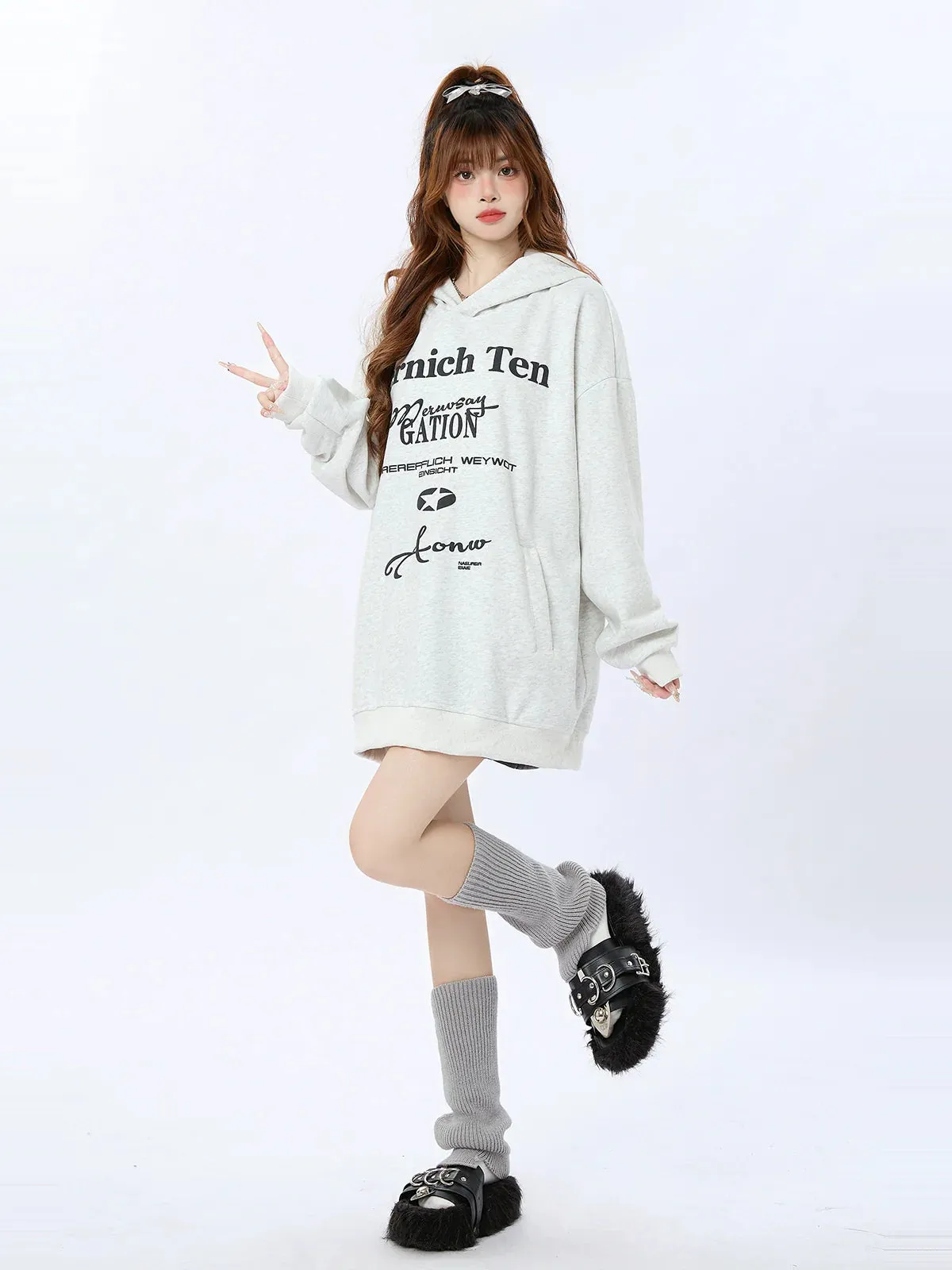 American Retro Print Letter Hoodie