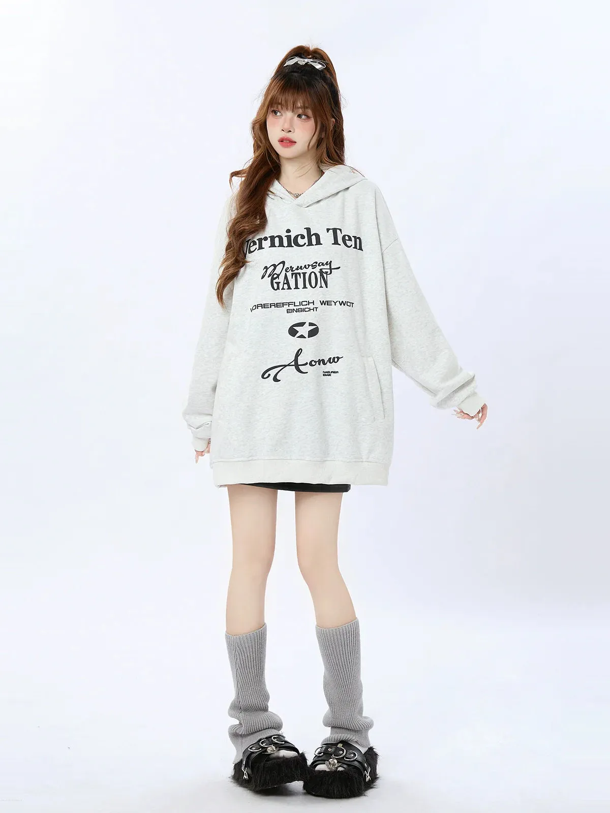 American Retro Print Letter Hoodie