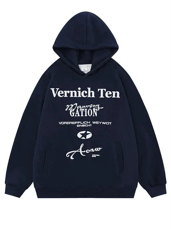 American Retro Print Letter Hoodie
