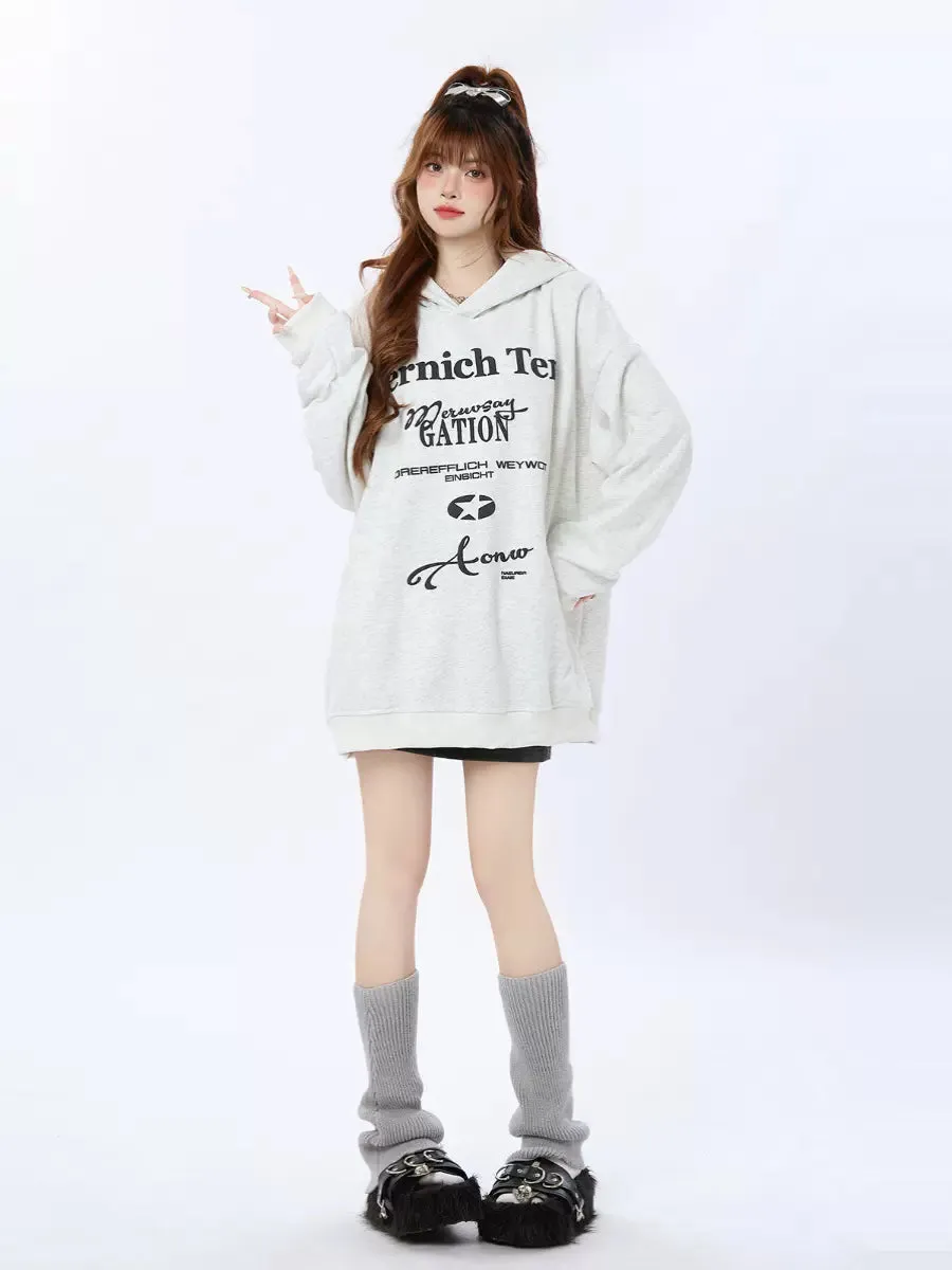 American Retro Print Letter Hoodie