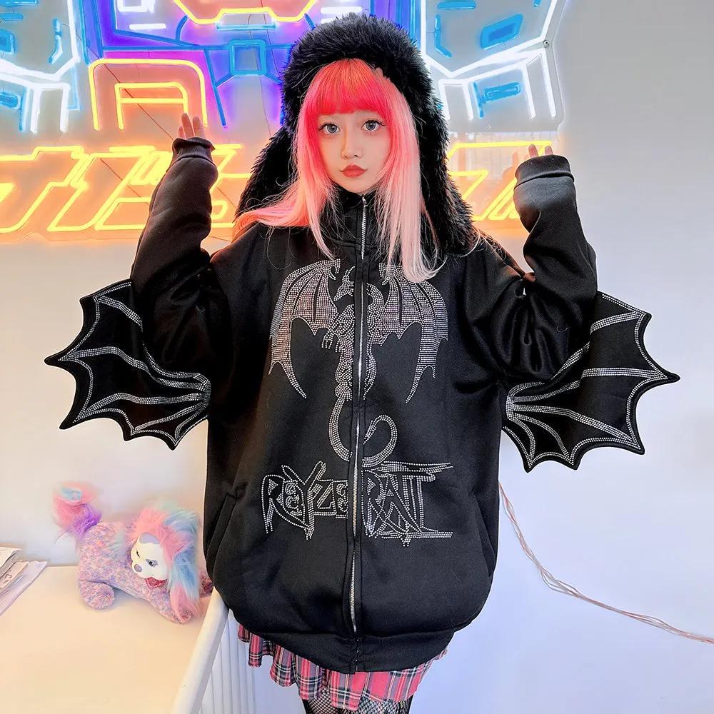 Bat Letter Zipper Hoodie