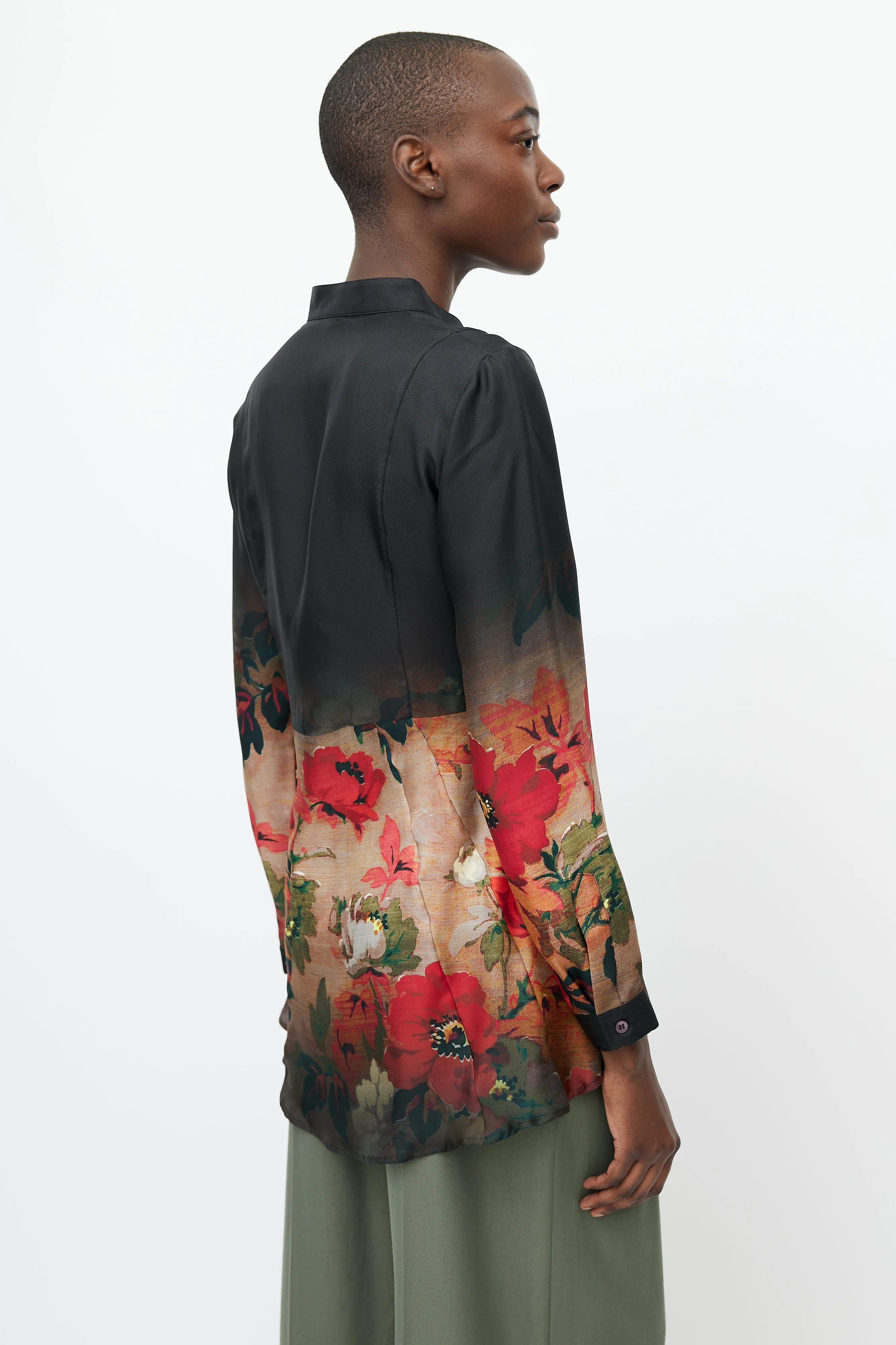 Black & Multi Gradient Floral Shirt