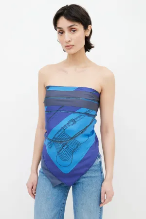 Blue Dip Dye Clic Clouc 90 Print Scarf