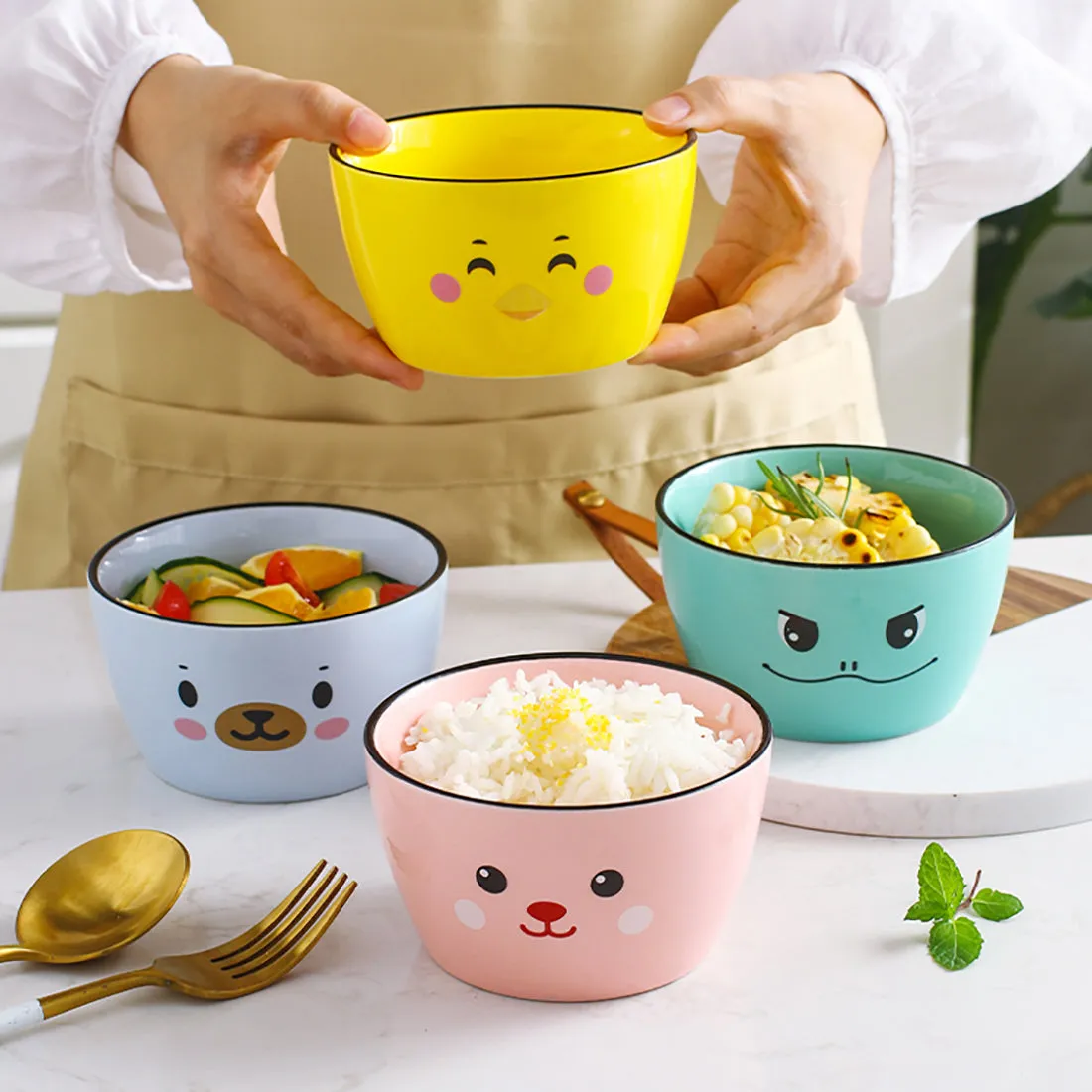 Cartoon Animal Print Ceramics Bowl