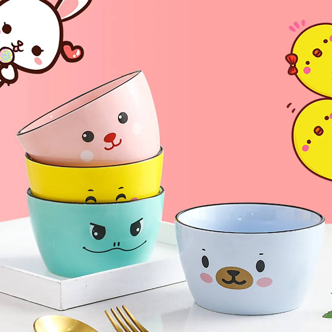 Cartoon Animal Print Ceramics Bowl