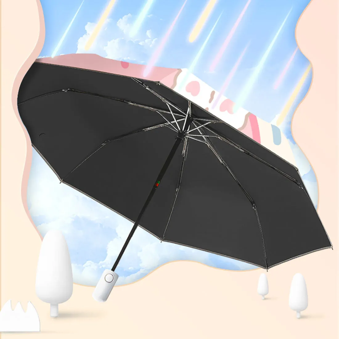 Cartoon Rabbit Strawberry Print Umbrella