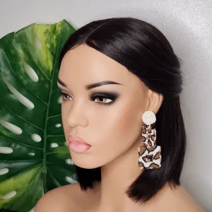 Geometric Leopard Earrings