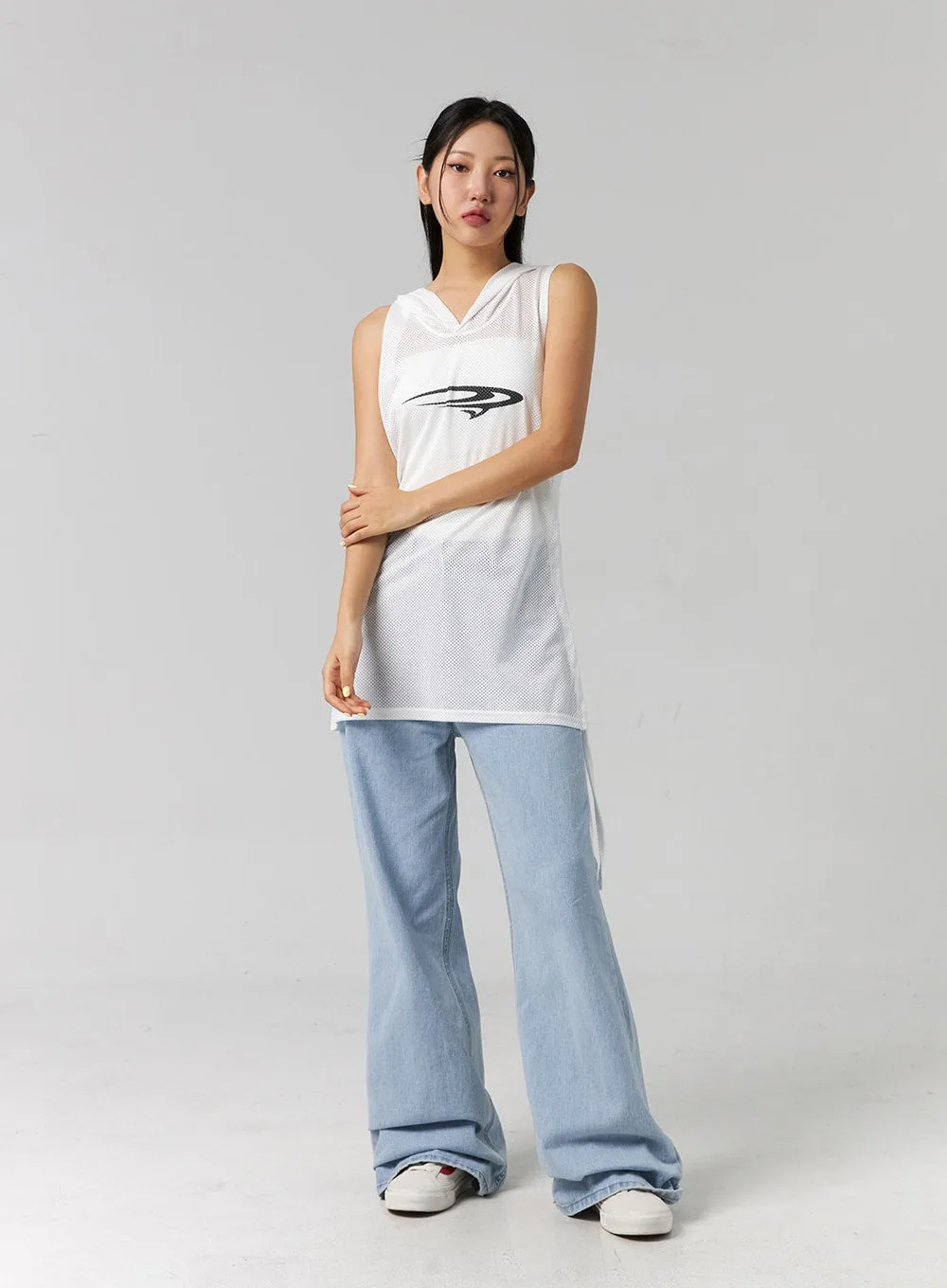 Graphic Hooded Sleeveless Top CG314