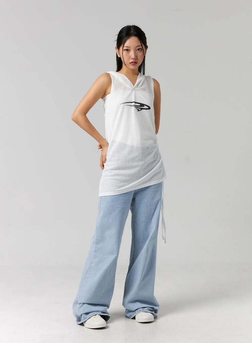 Graphic Hooded Sleeveless Top CG314