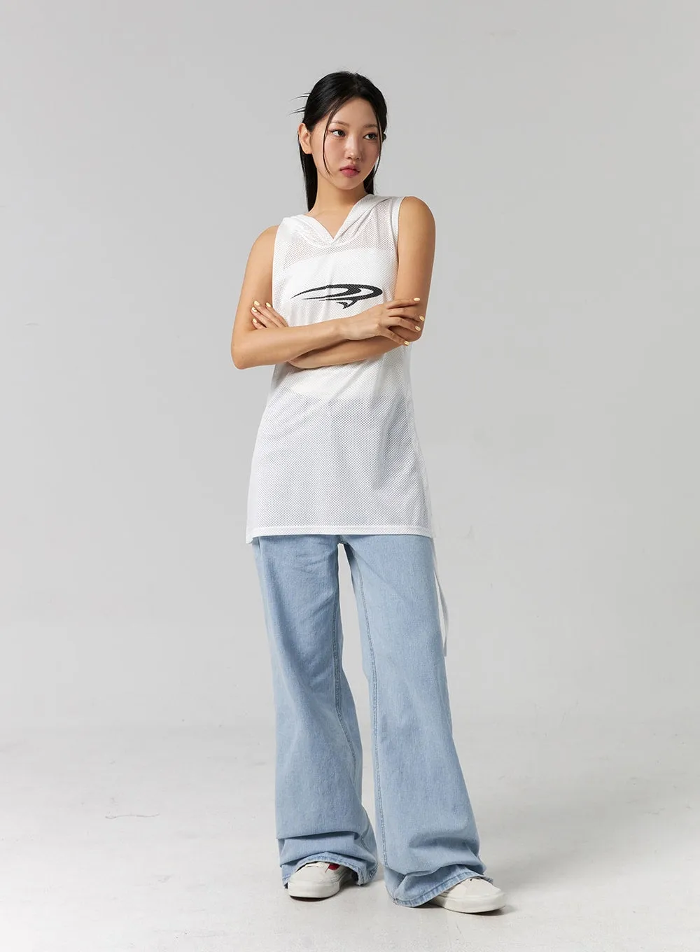 Graphic Hooded Sleeveless Top CG314
