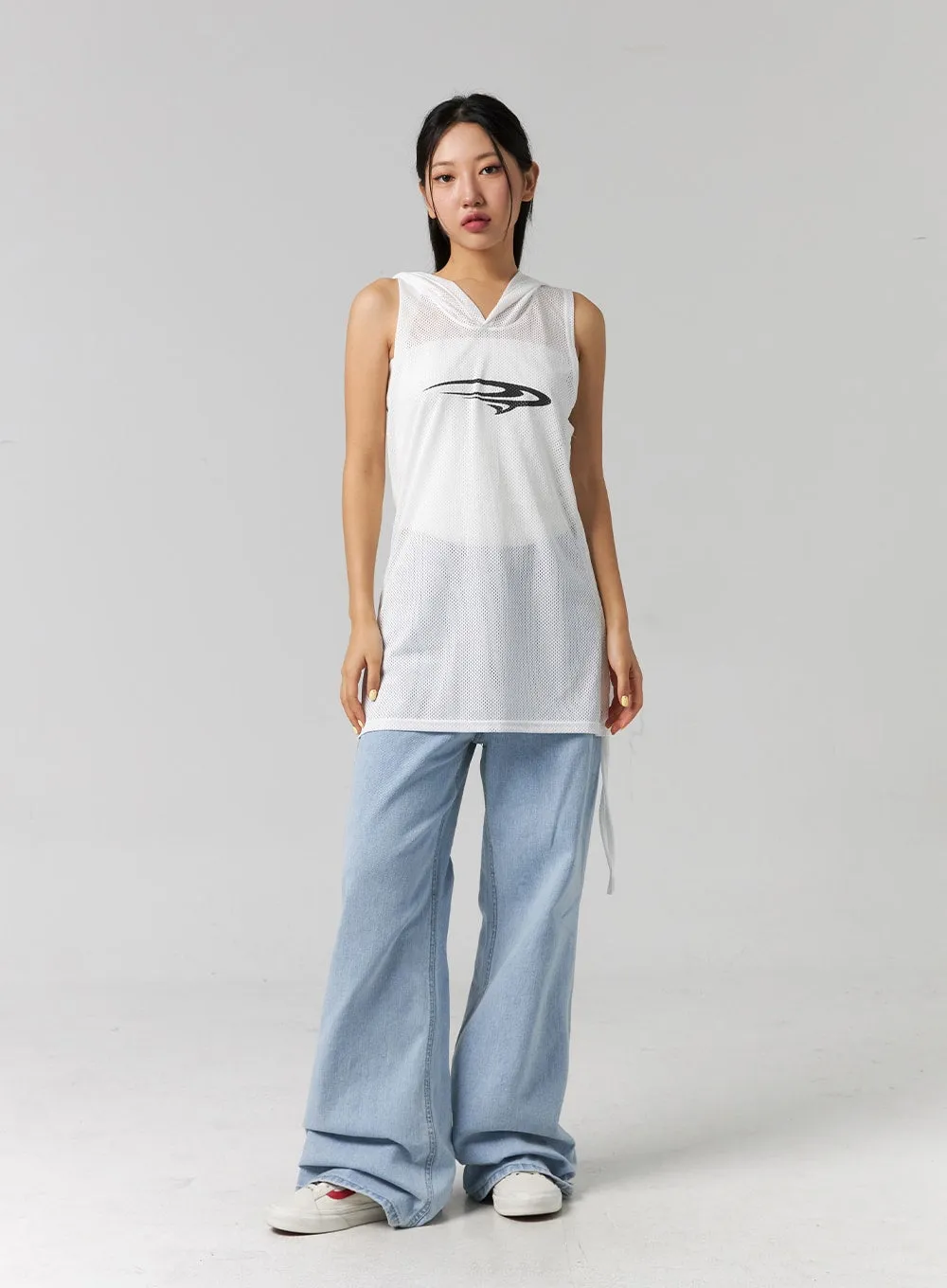 Graphic Hooded Sleeveless Top CG314