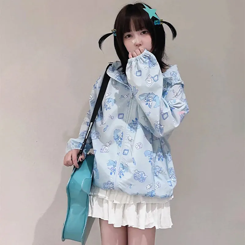 Hatsune Miku Print Sun Protection Full Zip Hoodie