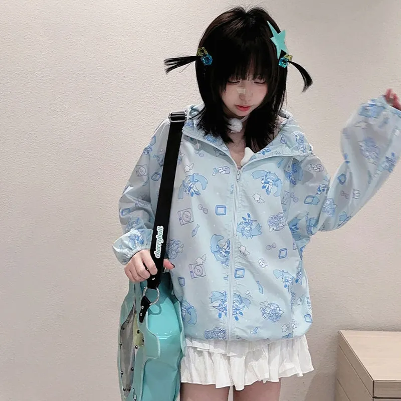 Hatsune Miku Print Sun Protection Full Zip Hoodie