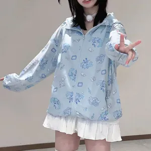 Hatsune Miku Print Sun Protection Full Zip Hoodie