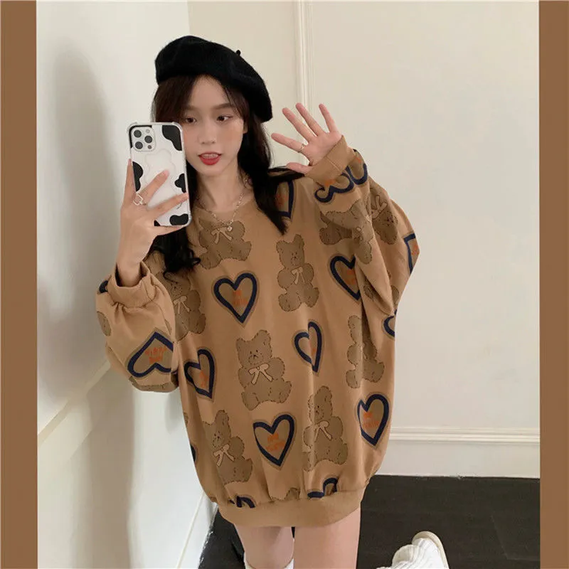 Kawaii Bear Print Sweatshirt
