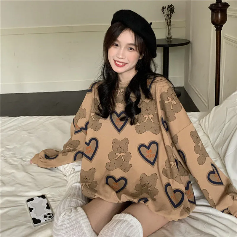 Kawaii Bear Print Sweatshirt