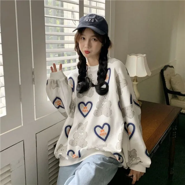 Kawaii Bear Print Sweatshirt