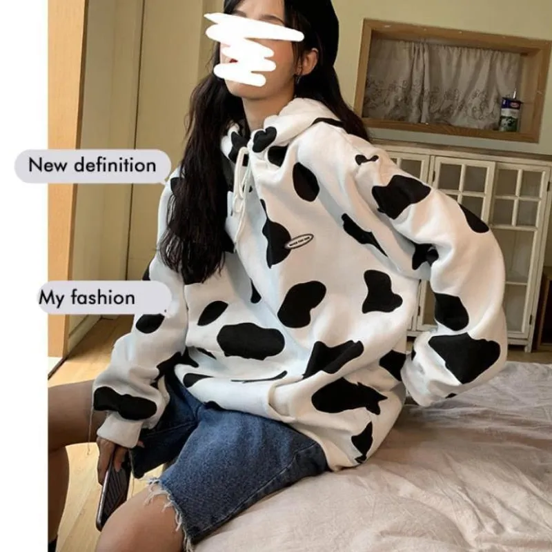 Kawaii Milk Cow Print Hoodie