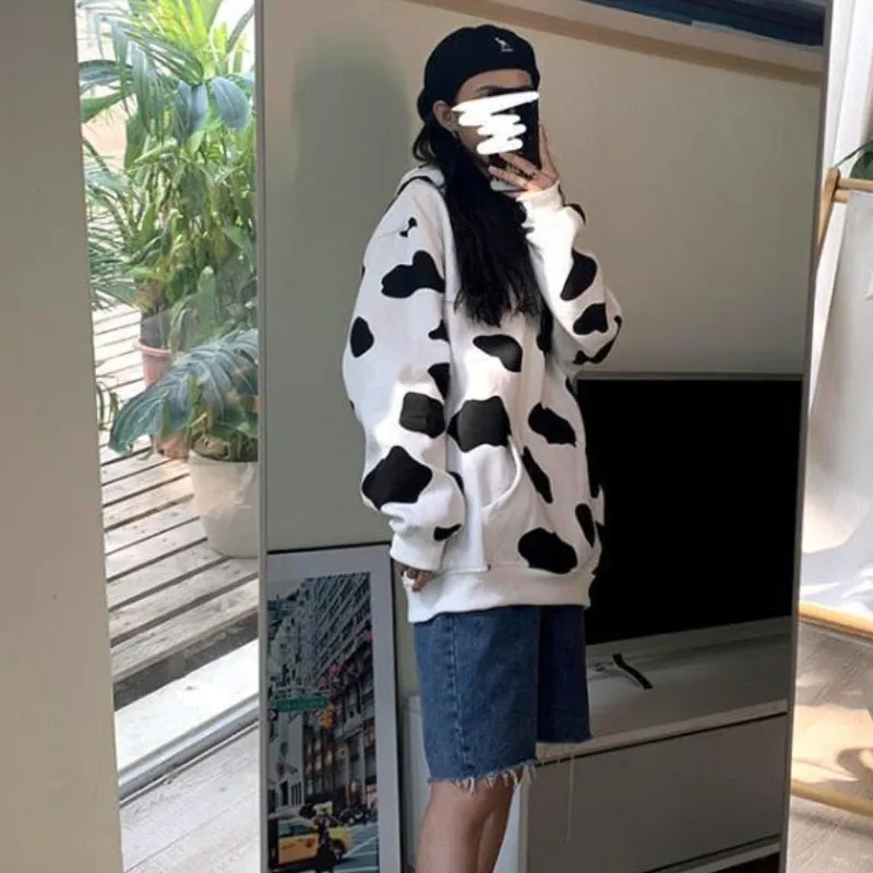 Kawaii Milk Cow Print Hoodie