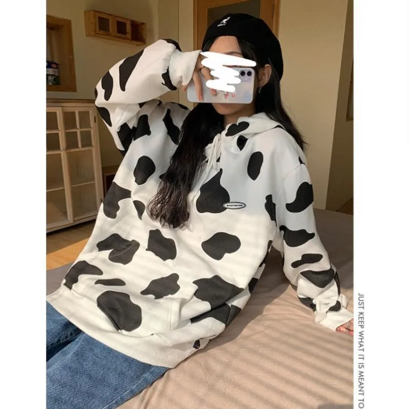 Kawaii Milk Cow Print Hoodie