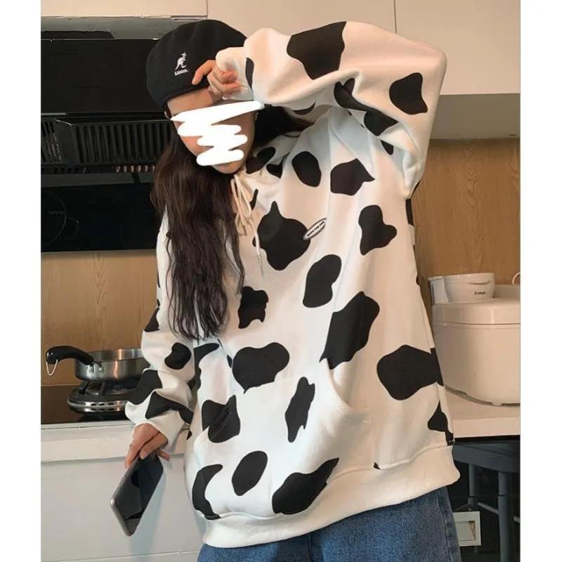 Kawaii Milk Cow Print Hoodie