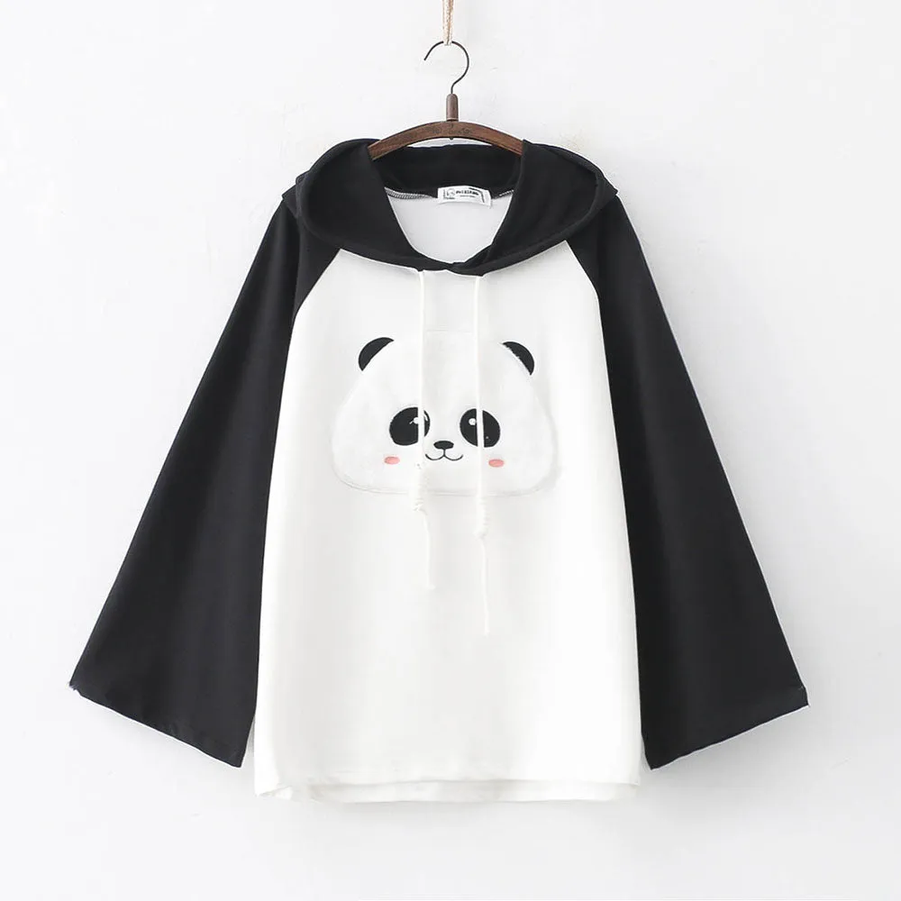 Lovely Cartoon Puppy Panda Embroidery Hoodie