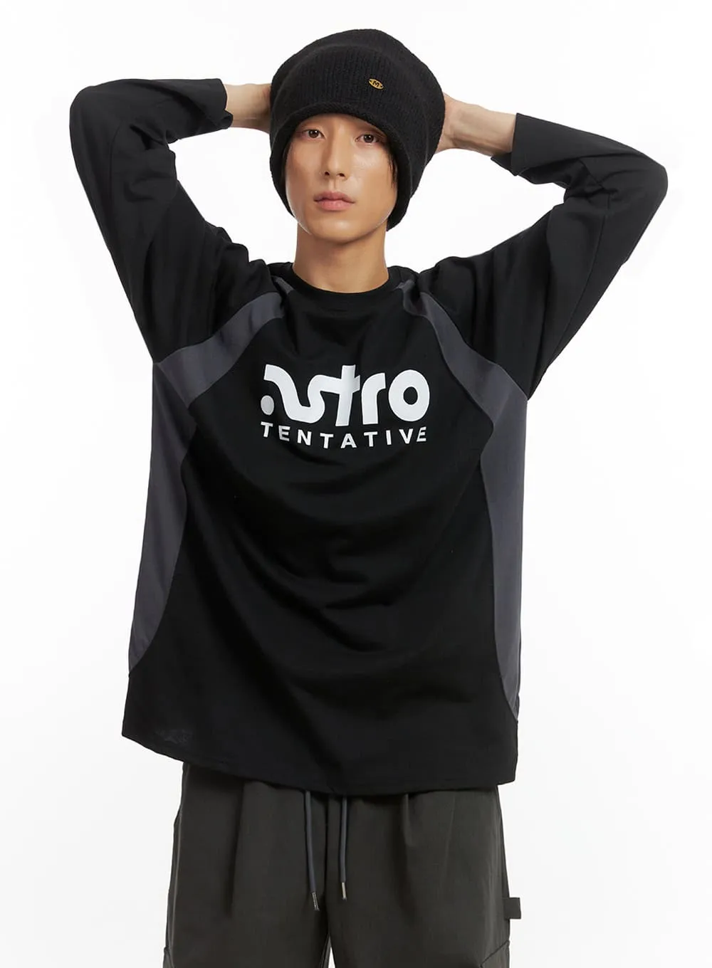 Men's Letter Print Long Sleeve Shirt IO417