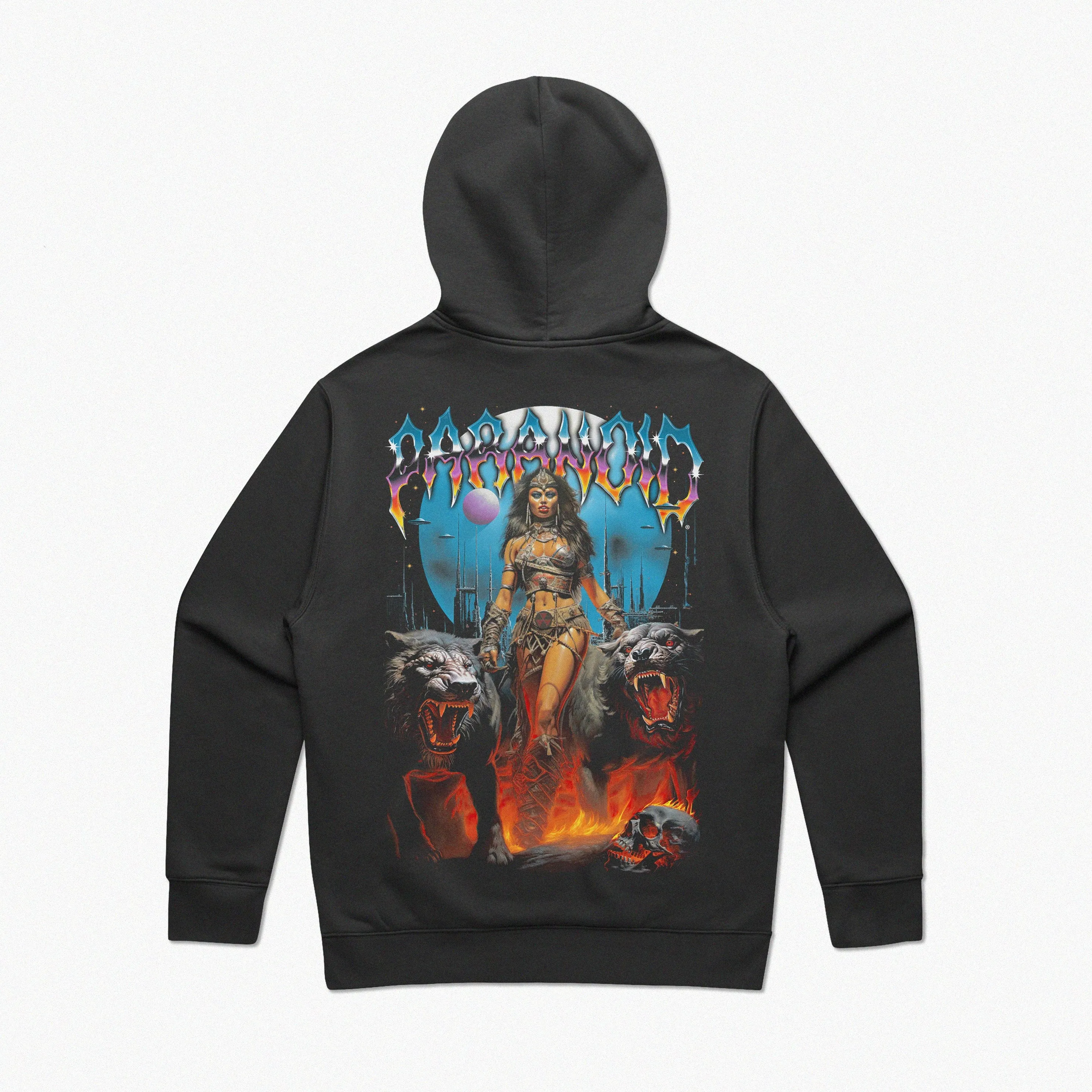 PARANOID PLANET PREMIUM HEAVY VINTAGE BLACK HOODIE