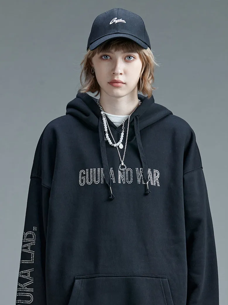 Print Diamond Hoodie Black