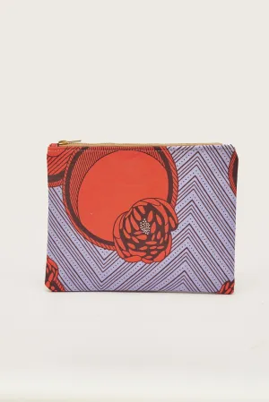 Purple Geometric Zipper Clutch