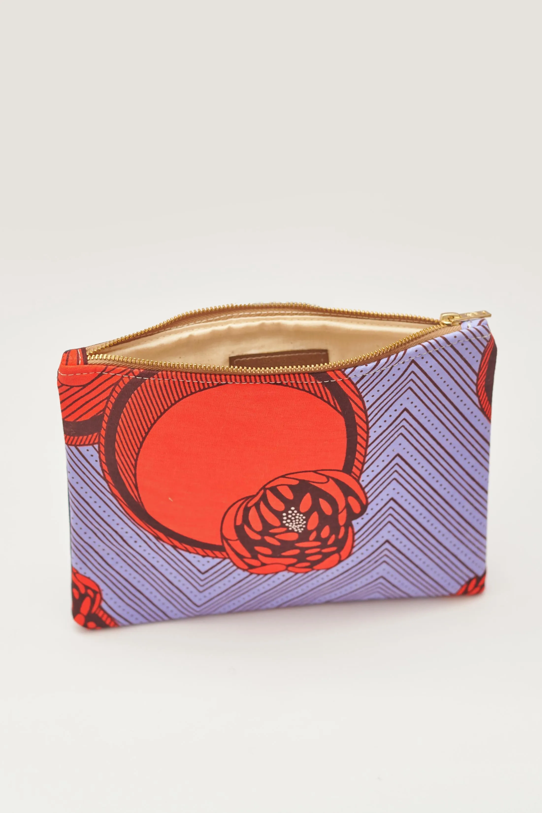 Purple Geometric Zipper Clutch