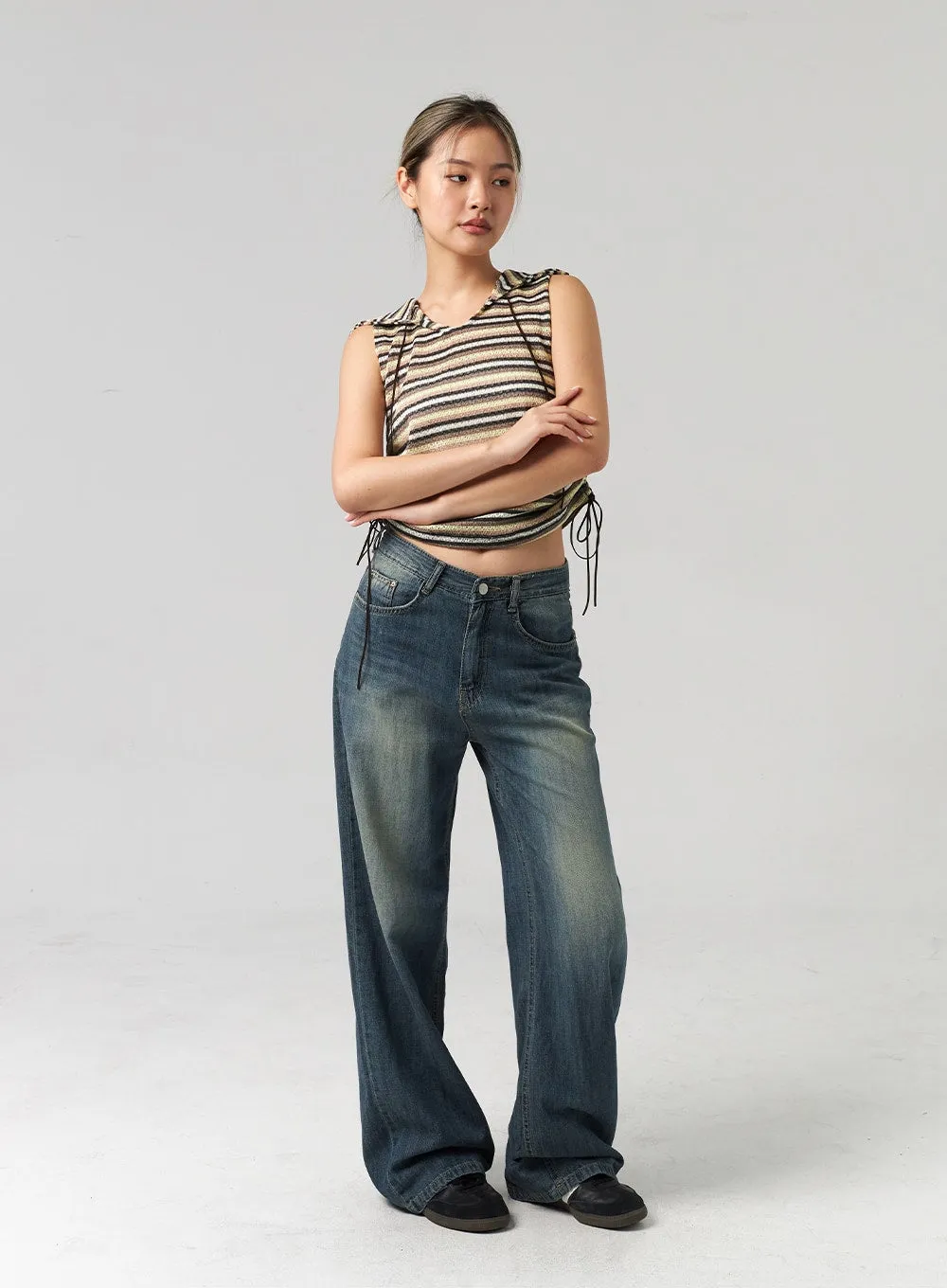 Sleeveless Stripe Hoodie CL305