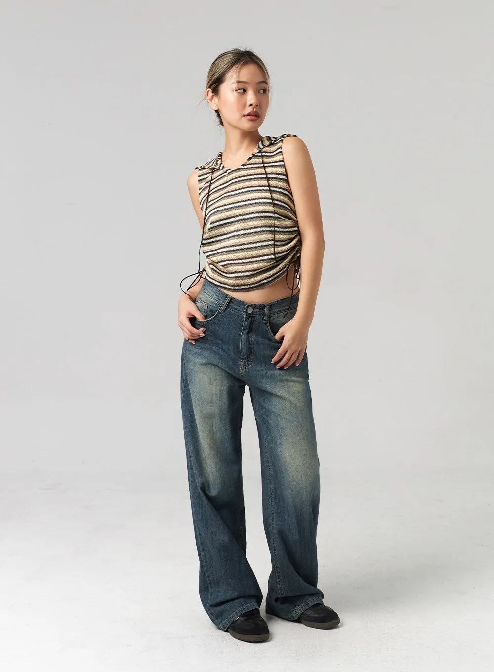 Sleeveless Stripe Hoodie CL305