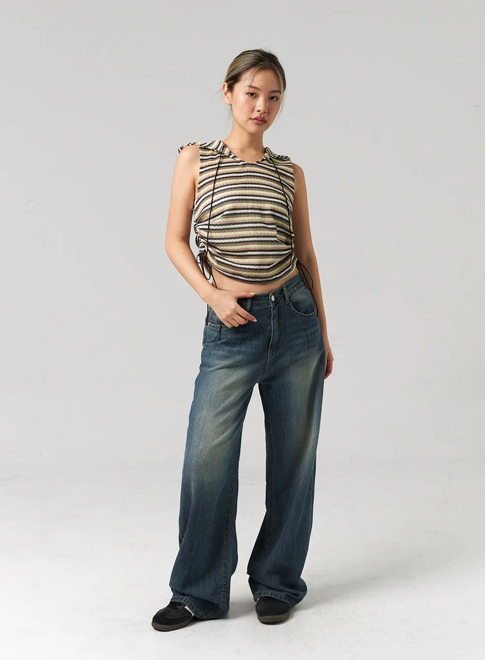 Sleeveless Stripe Hoodie CL305