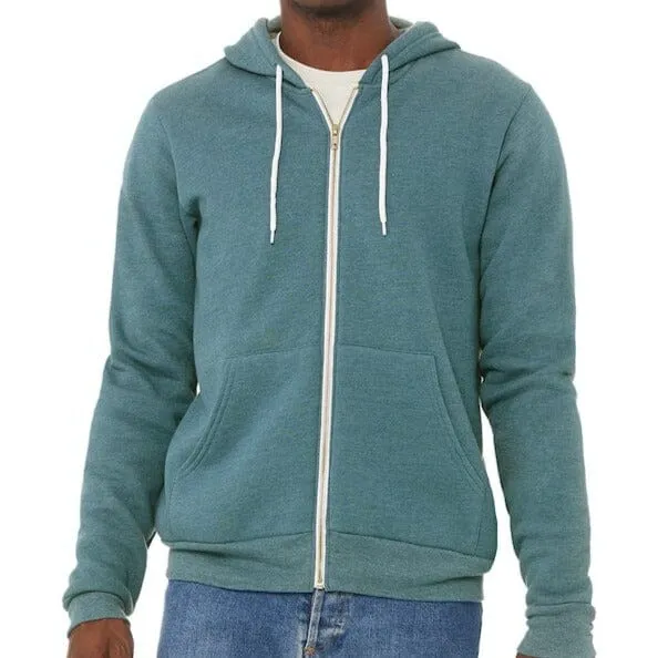 Unisex 50/50 Fleece Zip Hoodie (Heather Teal)