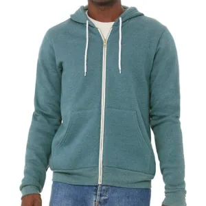 Unisex 50/50 Fleece Zip Hoodie (Heather Teal)
